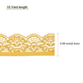 MECCANIXITY Lace Trim Vintage Crochet 0.98" x 10yards Yellow Stretch Lace Ribbon for DIY Scrapbooking Clothes Fabric Wedding Decoration Gift Wrap