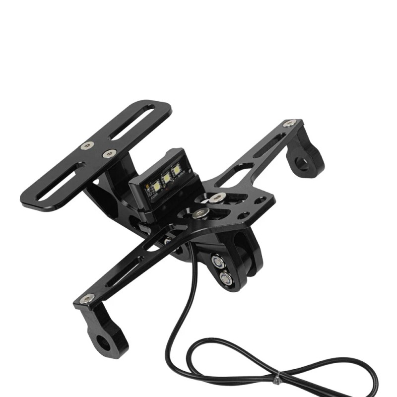 KEEPDSGN Black Motorcycle Fender Eliminator License Plate Holder Bracket LED