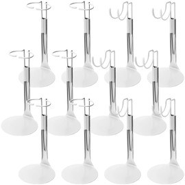 Yaocom 12 Pcs Doll Stands for 8 to 12 Inch Dolls Action Figure Stands Adjustable Doll Display Holder Rack with Expandable Waist Wire for Home Shop(White)