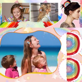 2 Pcs Colorful Rainbow Hair Clips, Cute Pride Claw Clips,Rainbow Hair Clips Hair Accessories for Women for Part School Pride Day Parade(2.4In)