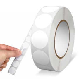 1000 Pcs Color Coding Label 3/4" White Dot Stickers White Round Sticker Waterproof Circle Stickers for Office Shop Home Classroom Marking