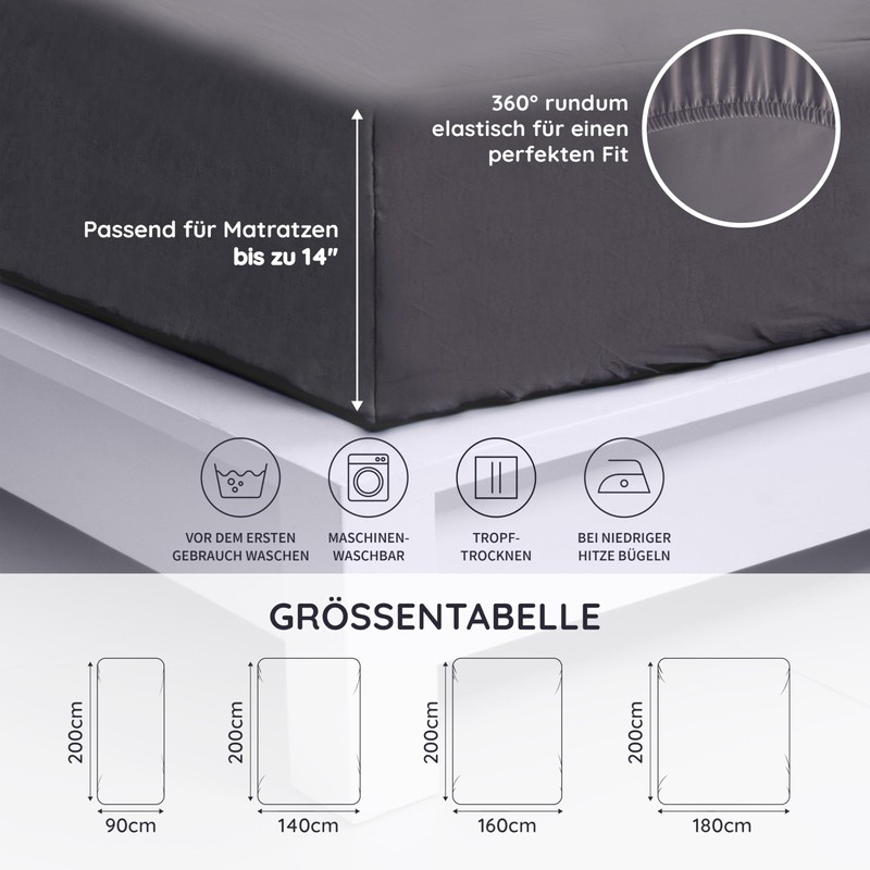Bambaw - Anthracite Fitted Sheet 90 x 200 cm -
