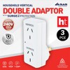 [3PCE] Sas Electrical Double Adaptor Surge Protection Power Indicator 240V