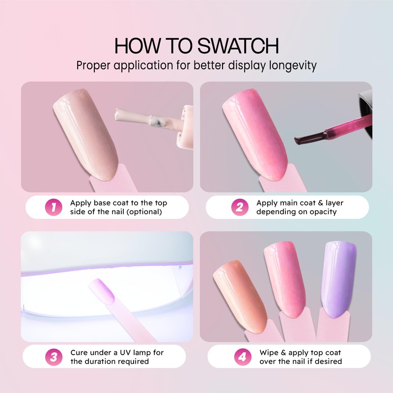 Beauticom PINK 50 Piece Plastic False Nail Tip Sticks Chart
