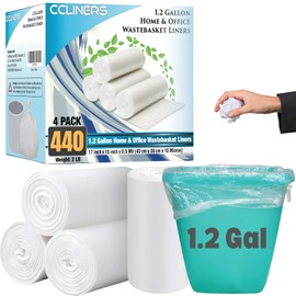 Bolsas de basura pequeñas de 5 litros, bolsas de basura de 1.2 galones (440 unidades) de plástico transparente de 1 galón para contenedores de hogar y oficina, 440 bolsas