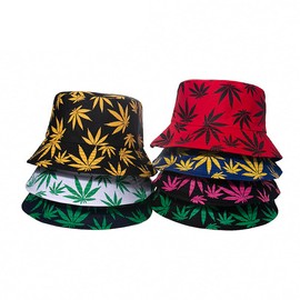 Punk Black Green Red Leaf Weed Fisherman Caps Bucket Hats Hip Hop Gorro Outdoor Men(Navy Rainbow)