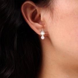 Inateannal Boho Crystal Pearl Earrings Tiny Pearl Drop Earrings Gold Cubic Zirconia Stud Earrings CZ Rhinestone Wedding Earrings Jewellery for Women and Girls, Zinc, No Gemstone