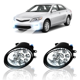 qobsos LED Fog Light For Toyota Camry 2007-2014 Pair Bumper Fog Light Driving Lamp Replacement Fog Light Assemblies,6000k White,Pack of 2, Standard, Black