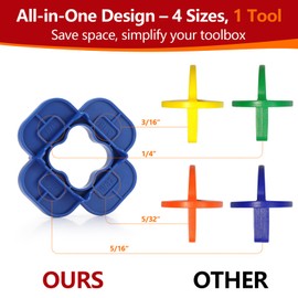 12 Packs 4-in-1 Multi-Size Deck Spacers Tool (5/32", 3/16", 1/4", 5/16") for Composite, PVC, Hardwood & Pressure Treated Decking Board - Red & Blue Options, Easy-to-Use Deck Board Spacers Gap Tool