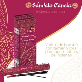 Punto Aroma - Incienso - Ingredientes Naturales - Tiempo de combustión de 35 a 40min - Contenido: 6 Cajas con 20 varitas de Incienso Cada una - Sandalo Canela