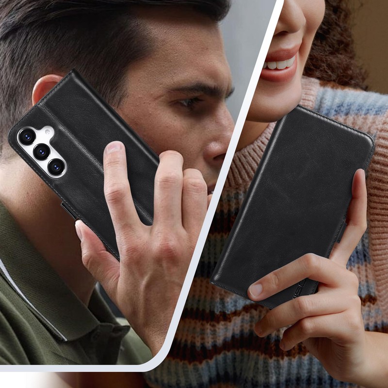 VISOUL Galaxy S25 Silouse, Genuine Leather, S25 Plus Black