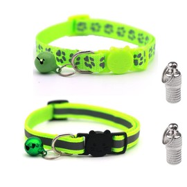 LATRAT 2 Pieces Cat Collars Anti-strangulation Adjustable with 2 Address Tags for Kitten or Puppy Cat Collar (Yellow)