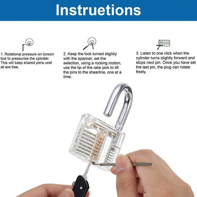 JAWUZ 20 in1 Schlüssellochsperrer türöffnungswerkzeug schlüsseldecoder Lockpicking Set profi steinschleuder