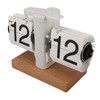 Flip Desk Clock Auto Mechanical Flip 12H AM PM Wood