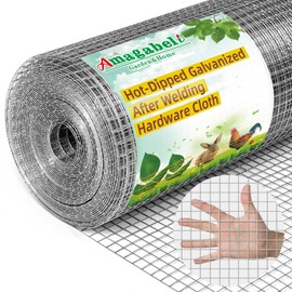 Amagabeli Hardware Cloth 48inch x 50ft 1/2 inch 19 Gauge Chicken Wire Fence Hot-Dipped Galvanized After Welding Wire Mesh Roll Fencing Garden Plant Support Poultry Netting Rabbit Cage Snak Gopher Wire