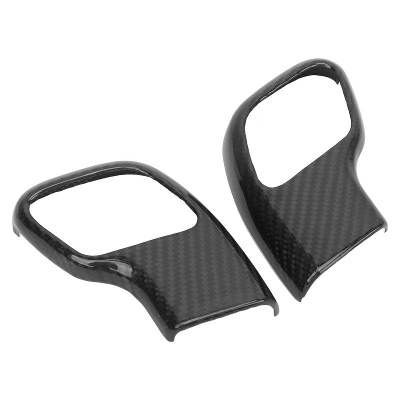 2Pcs Gear Shift Knob Cover Trim Protective Carbon Fiber Gear