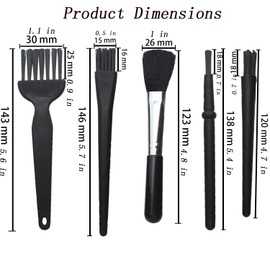 Small Nylon Anti Static Brushes Kit Portable Cleaning Brush Kit for Electronics Computer Keyboard Laptop Camera Phone (Black, Set of 5)