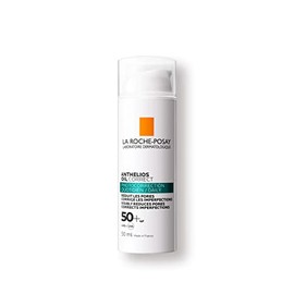 La Roche-Posay Anthelios Oil Correct Protector Solar Facial Matificante FPS 50+ que Corrige Imperfecciones, Reduce Poros y Brinda Efecto Sebo-Regulador por 12h para Piel Grasa, Sin Color 50 ml