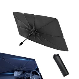 Downhill Car Windshield Sunshade Umbrella, Foldable Car Umbrella Sunshade, Sun Protection Thickened Protective Sun Shade, 31.5In x 55In Front Window Heat Insulation Protection, for Most Cars (Silver)