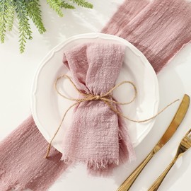 Set of 6 Linen Napkins Fabric Napkins Rustic Reusable Linen Napkins Decorative Table Napkins Cotton Linen Fabric Napkins for Wedding Party Decoration Rose