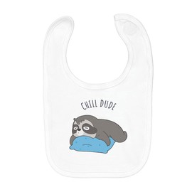 Baby Bib Organic Cotton Chill Dude Sloth Lazy Child Sleeping, White