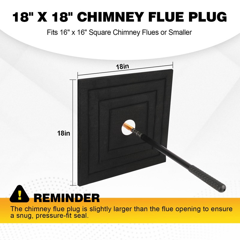 avvkfcmn Chimney Flue Plug for 16" x 16" Square Flue,