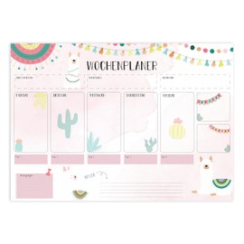 Friendly Fox Weekly Planner Pad Lama, 1 x DIN A4 Desk Pad as Calendar without Fixed Date, Weekly Planner, Writing Pad Organisation to Do
