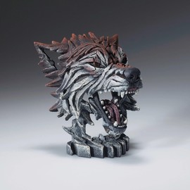 Enesco Edge Sculpture Wolf Baring Teeth Bust Miniature Figurine, 4.92 Inch, Multicolor