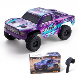 FMS FSC24 1/24 Chaser RC Crawler, Short-Course Trucks with High Strength Nylon Frame, 2 Speed Transmission Up to 26km/h, Hobby RC Car for Adults, Gifts (Purple)