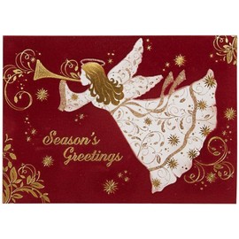 NIQUEA.D, Angel on Burgundy Flocking Christmas Card
