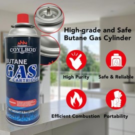 Butane Gas, Butane Fuel Canister, 99.99% Pure Butane Canister with Explosion Proof - RVR System, Butane Fuel for Camping Stove, Kitchen Torch Head (6 Can)