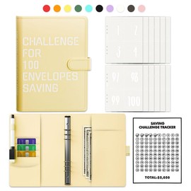 100 Envelopes Money Saving Challenge Binder Budget Planner, Budget Book With Cash Savings Challenge, 52 Week Money Binder, 4 Envelopes Per Page, A Total Of 25 Pages:_yellow
