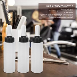 Leak-proof Plastic Bottle, Pack of 3 Hair Colours Shampoo Applicator Refillable Bottle Hairdresser Horn Bottle with Lid Applicator Bottle for Long Hair