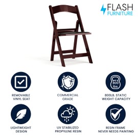 Flash Furniture Hercules™ Series Folding Chair - Red Mahogany Resin – 1000LB Weight Capacity Comfortable Event Chair - Light Weight Folding Chair