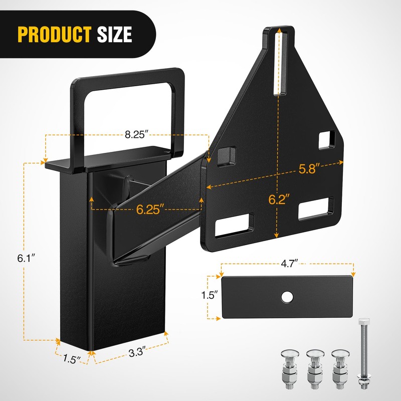 Nilight Spare Tire Carrier Mount Stake Pocket Boat 3-Nuts Trailer