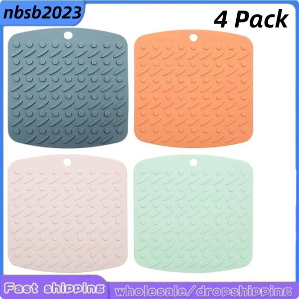 Unbranded Silicone Pot Holder 4 Pack Silicone Trivet Mat, Non