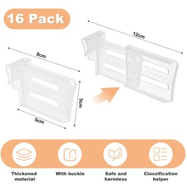 NAROSEBE Fridge Organiser 16 Pieces Fridge Divider Side Door Storage Divider Fridge Side Door Bottles Separator Fridge Divider Adjustable Storage Shelf for Fridge Divider