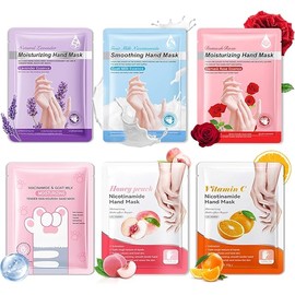 6 Pairs Hand Mask for Dry Cracked Hands,Nourishing Moisturizing Gloves,Hands Moisturizer for Deep Moisturizing,Silky Smooth Moisturizing Gloves,Hand Care Mask Set(A)
