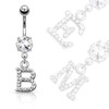 Dynamique 14GA Sparkly Clear Gem Paved Initial Dangle Belly Button