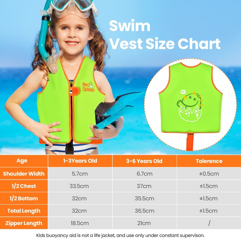 Kids Swim Vest with Adjustable Safety Straps for Ages 1-3