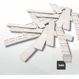 DOJA BARCELONA 1 mm spacers, plastic, spacers, white, pack of 300, plastic wedges, base plates, wheel chocks, plastic spacers, glazing blocks, underlay, plastic wedges