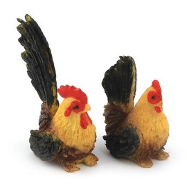 MyTinyWorld Dolls House Miniature Black And Yellow Hen And Cockerel Set