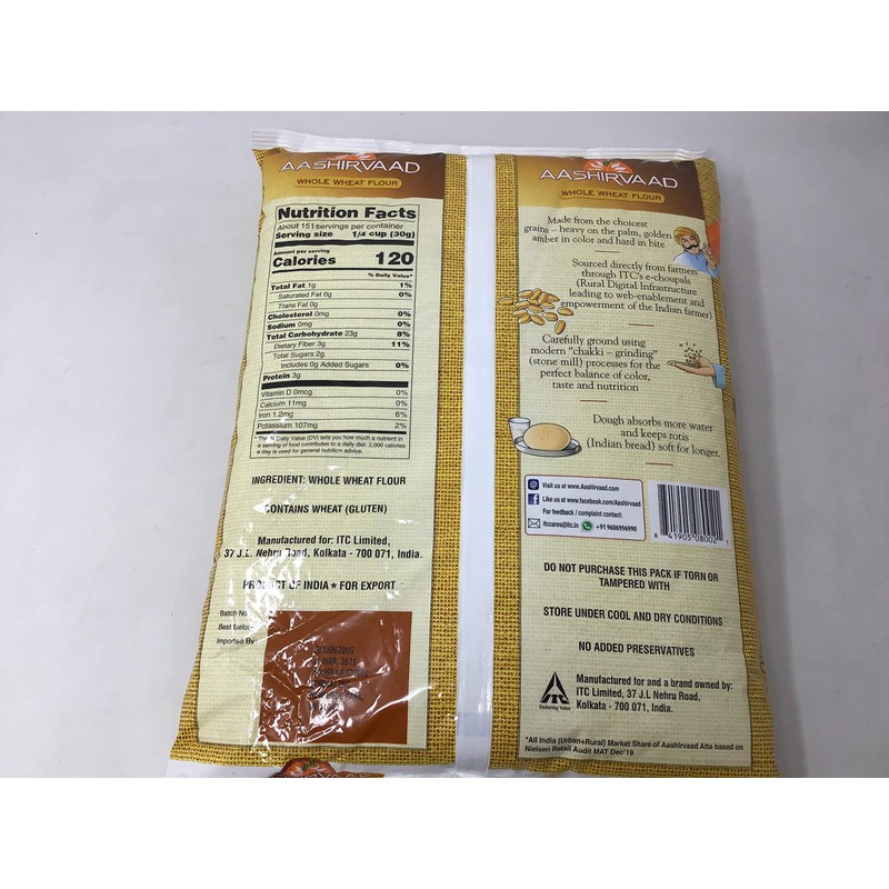AASHIRVAAD WHOLE WHEAT FLOUR 10LB