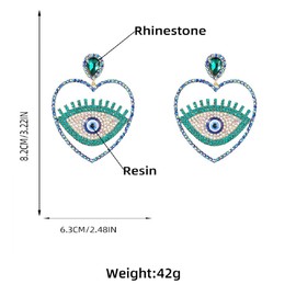 Teardrop Eye Earrings, Heart Evil Eye Dangle Earrings for Women, Bohemian Beaded Eye Earrings, Sparkling Eye Statement Earrings Evil Eye Boho Jewelry, Love Heart Eye Drop Earrings