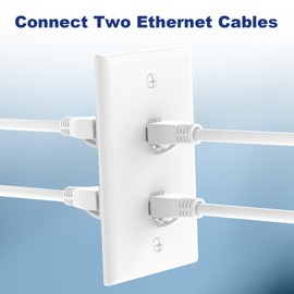 VCE - Paquete de 2 placas de pared Ethernet de 2 puertos, placa de pared RJ45 Cat6 hembra a hembra listada en UL Placa frontal de acoplador en línea Keystone Jack - Blanco