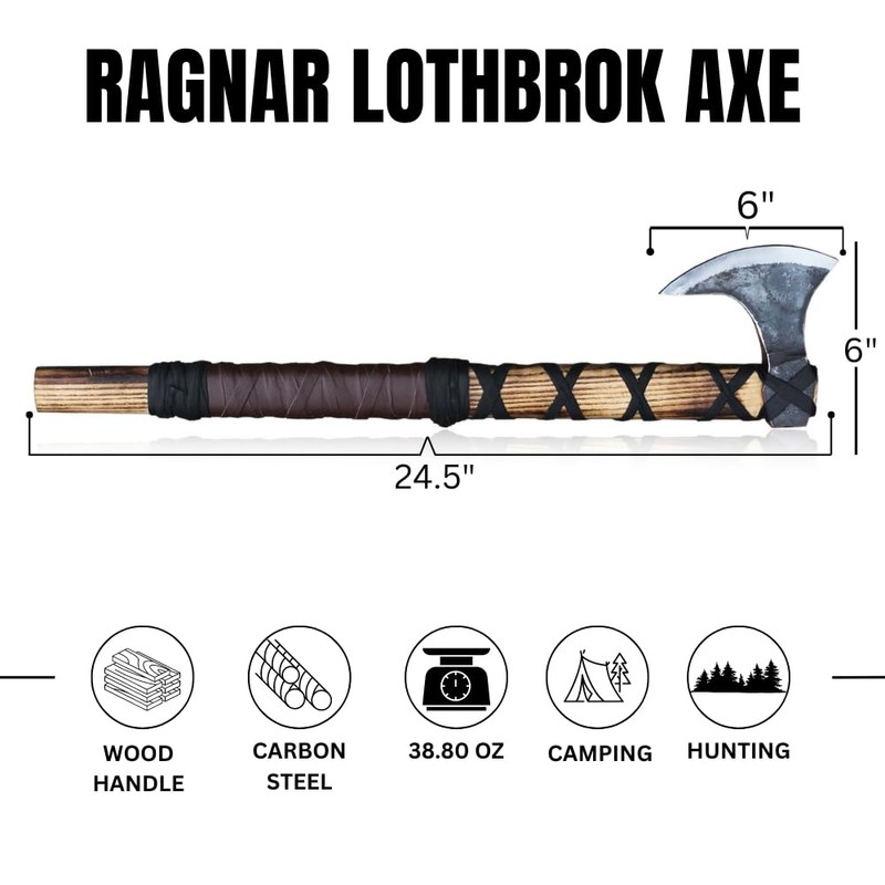 Medieval Viking Axe of Ragnar Lothbrok, Hand Forged Bearded Tomahawk