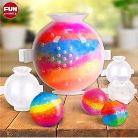 Big Bouncy Ball Kit for Kids, FunKidz DIY Ultimate Magic Bouncy Balls Making Kit Science Craft Projects Birthday Party Activities for Boys Girls Ages 6-12 Includes Tennis Size Ball Model and Powder