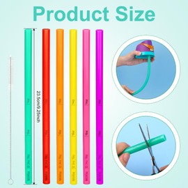 6pcs Straw Replacements for Owala Water Bottle 24 oz 32 oz, Cup Soft Plastic Straws with Brush Reusable Stainless Steel Tumbler Parts Accessories Straw with Scale for Owala FreeSip 14/16/19/24/32/40oz