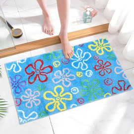 JarThenaAMCS Cartoon Sponge Bathroom Rug Bikini Flower Bubble Tufted Bath Mat Absorbent Non Slip Rectangle Shower Rug Front Door Mat for Home Room, 19.7 x 35.4 Inch