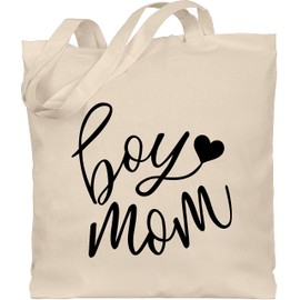Shirtracer - Cotton Bag - Mama - Bags - Boy Mom with Heart, 1 natural white
